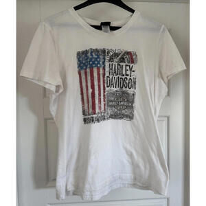 Harley Davidson American Flag Zepka Motorcycles, Johnstown PA Womens T-shirt- XL